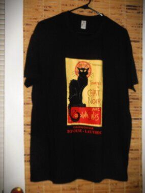 Le Chat Noir The Black Cat Art Nouveau T-Shirt *Tag Size: XL
